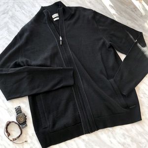 Calvin Klein Italian Yarn Mock Neck Zip Sweater M